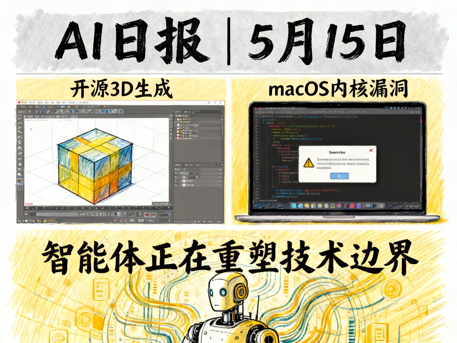 AI 日报 | 5月15日：从开源3D生成到macOS内核漏洞，智能体正在重塑技术边界