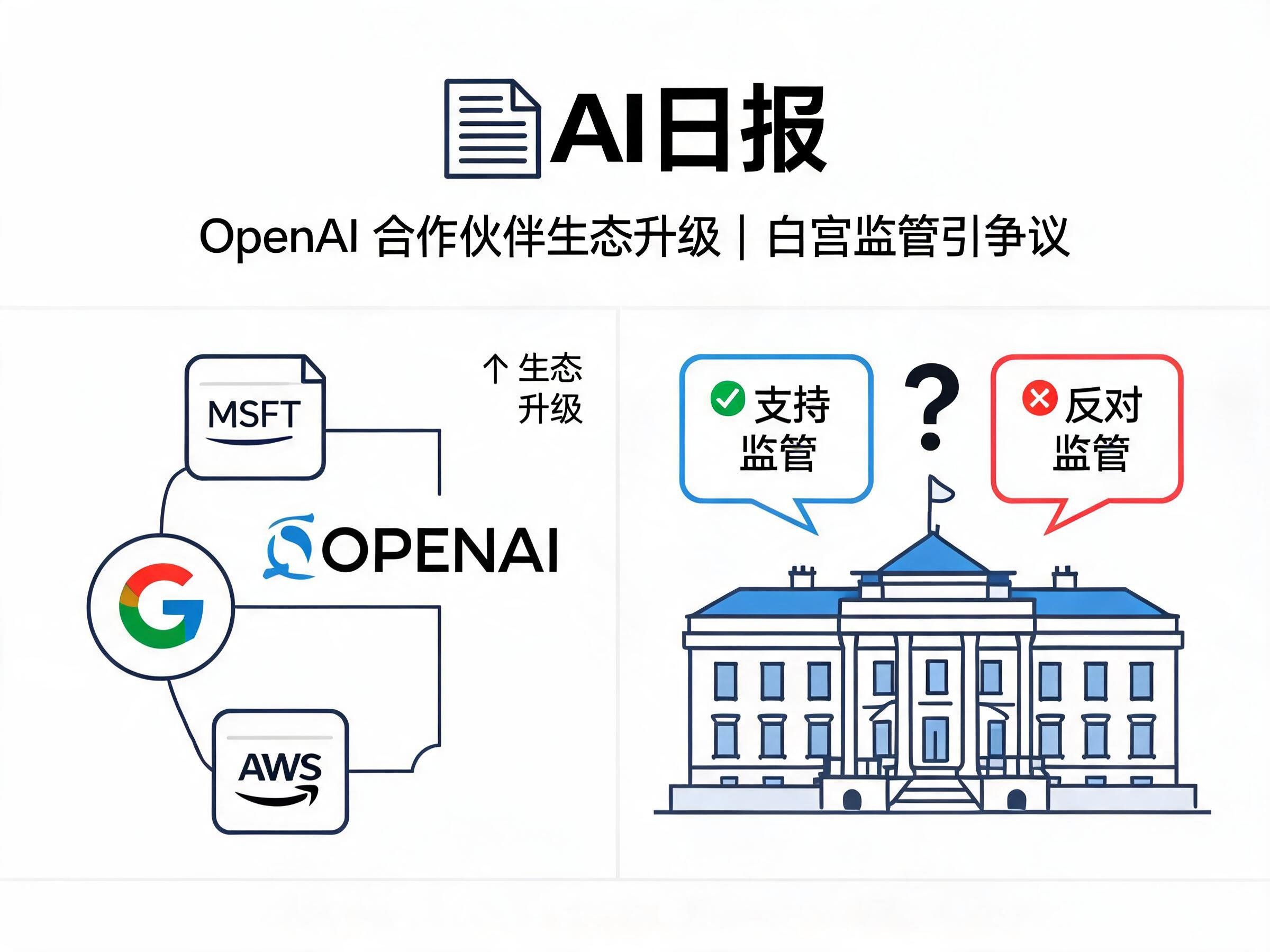 OpenAI 合作伙伴生态升级，白宫监管引争议 | AI日报